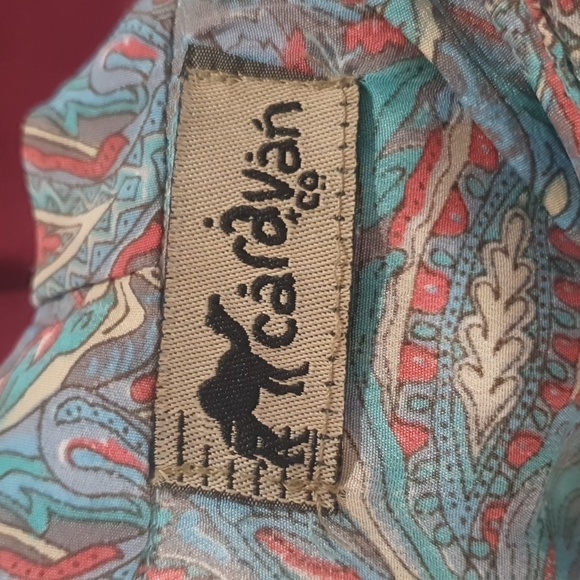 Caravan Co Size 12 approx Blue Floral Silk Blend Boho Dress - Picture 7 of 8